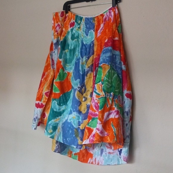 Lauren Ralph Lauren Dresses & Skirts - Lauren Ralph Lauren Skirt 22W Watercolor Floral Leaf Print Vibrant Art to Wear